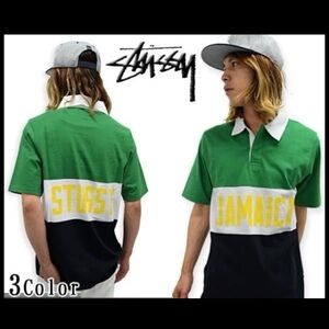 Stussy Men's Green Jamaica Polo Shirt size s